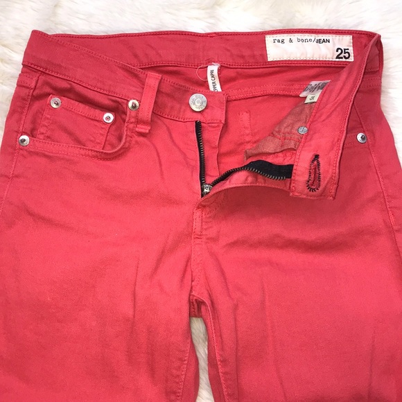 Rag & Bone salmon pink zipper capris skinny jeans - Picture 7 of 8